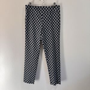 Krazy Larry Pants Leggings 10 Pull On Stretch Knit Blue Gray Geometric Print